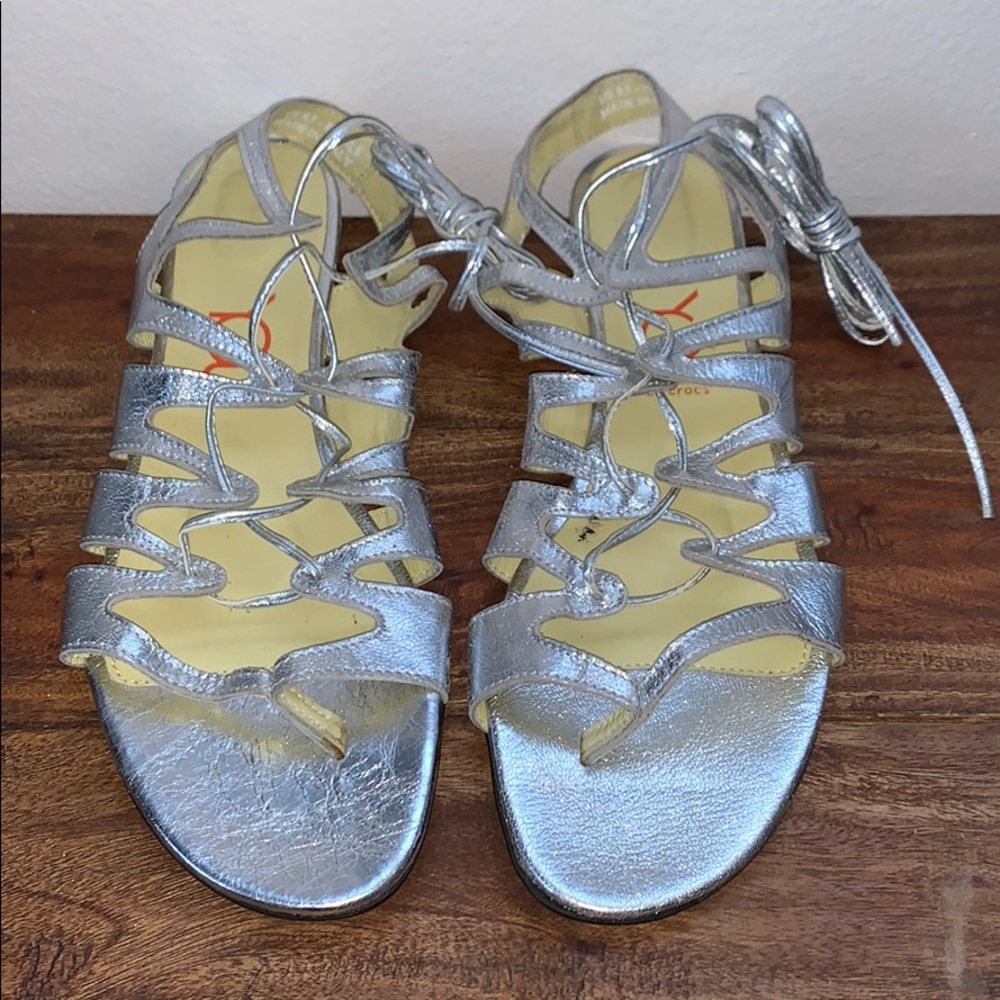 YOU by Croc Silver Wrap Around Sandals